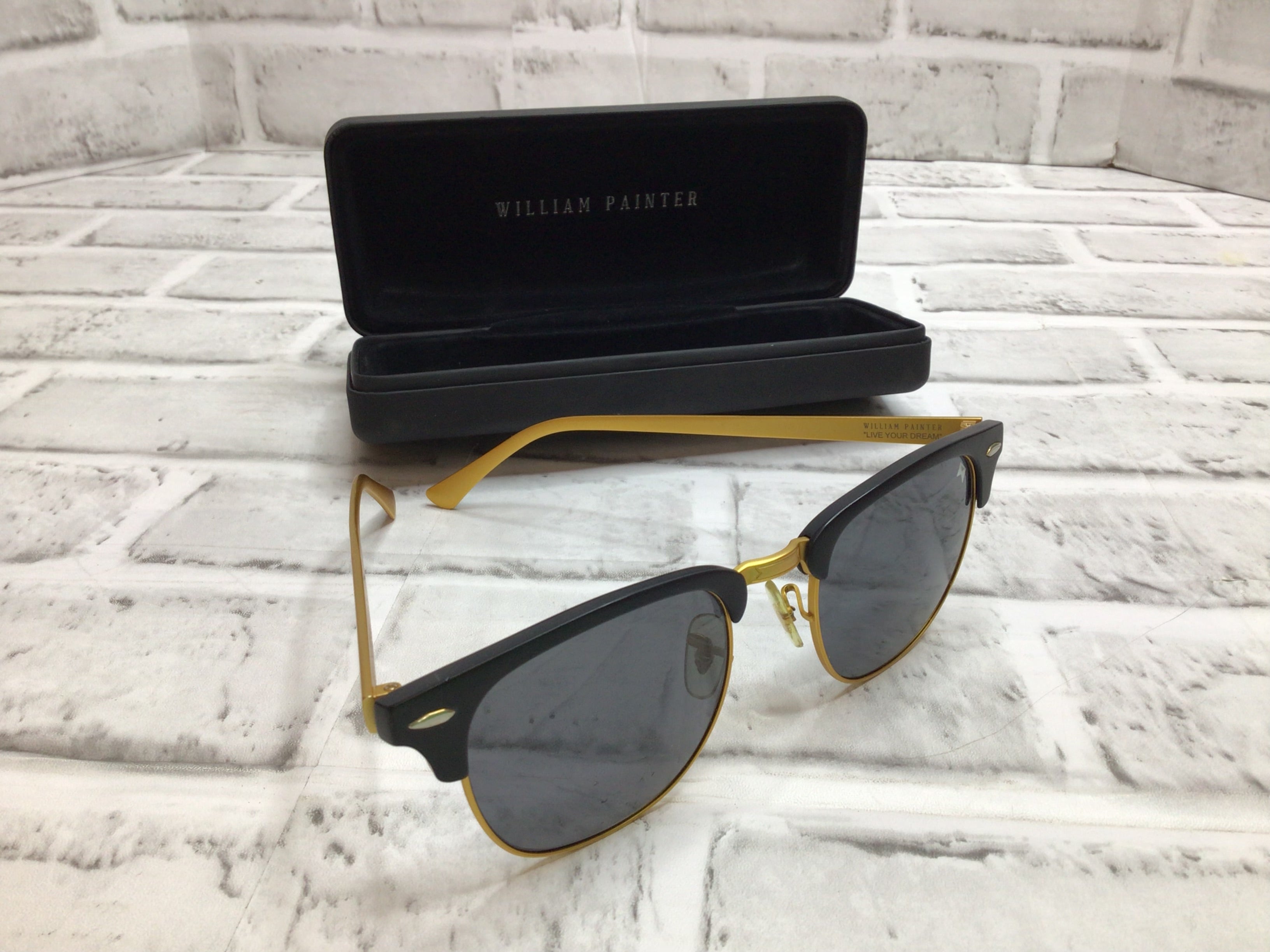 William Painter The Empire Gold Mens Sunglasses **RIGHT EYE LENS DAMAGE** (8079656288494)